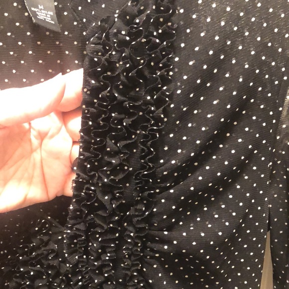 INC  V Neck Blouse, Black w/white Polka Dot - Picture 6 of 6